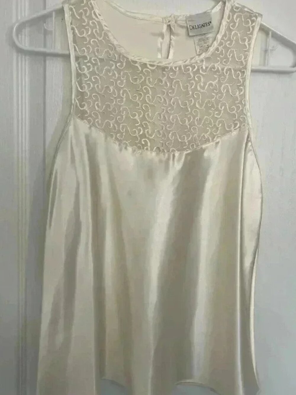 Silk Tank Top With Lace Details - Picture 1 of 2